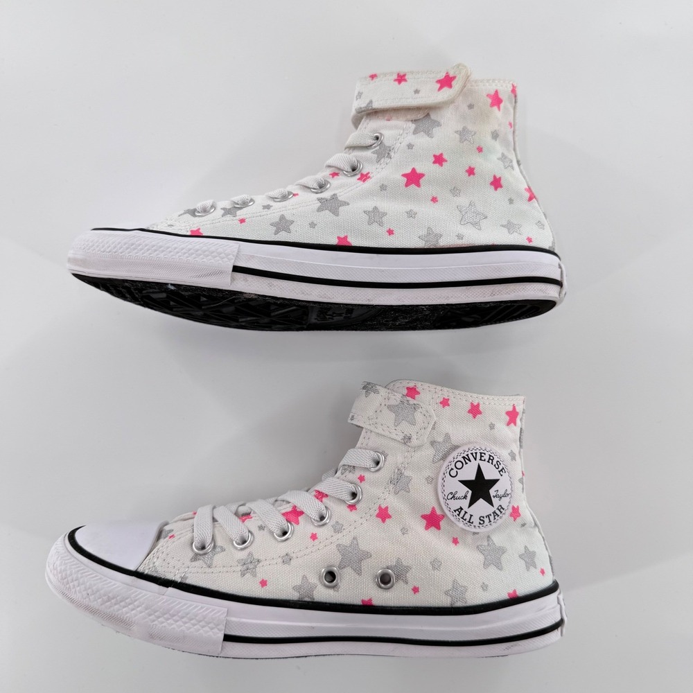 Converse All Star Chuck Taylor High Top Sneakers Youth 3 Pink Stars Y2K No-Tie - Picture 3 of 11
